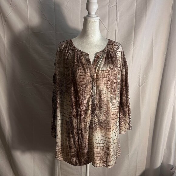 Jennifer Lopex Blouse Pink/Brown Size 1X - Picture 1 of 10
